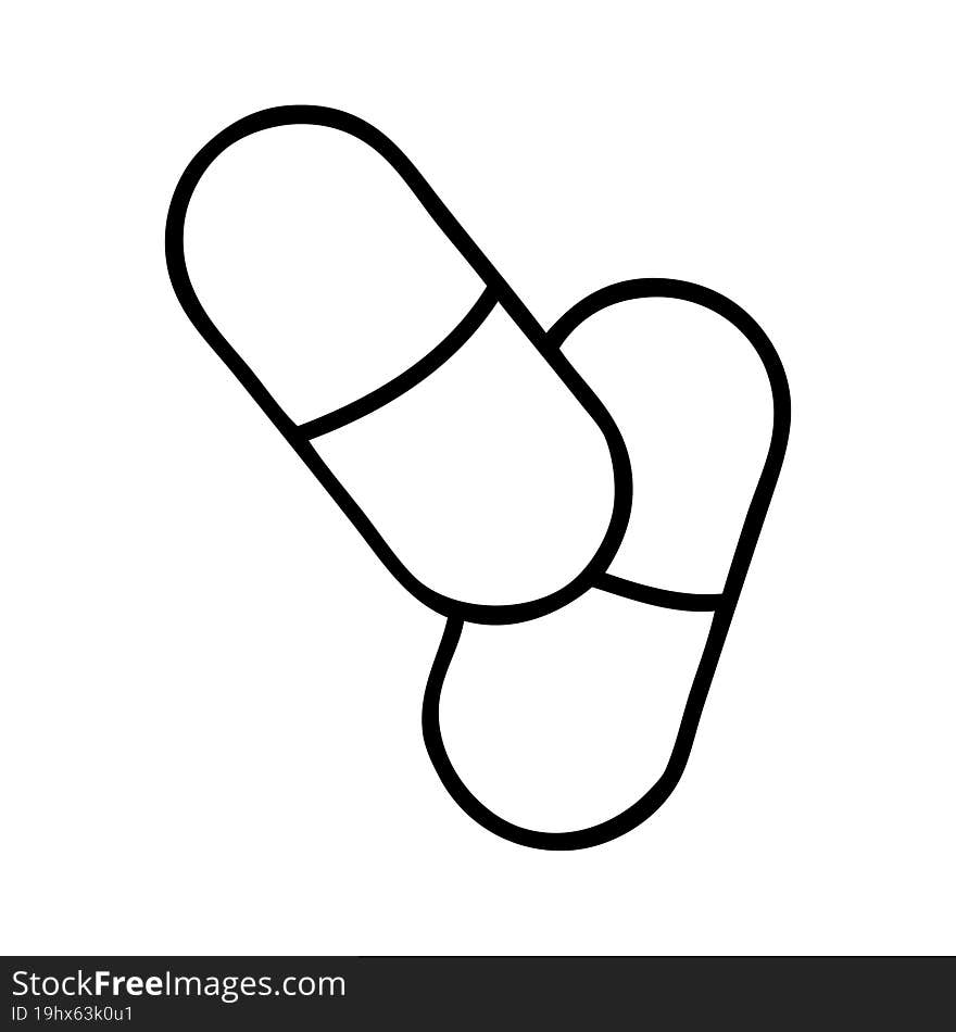 black line tattoo of a pills