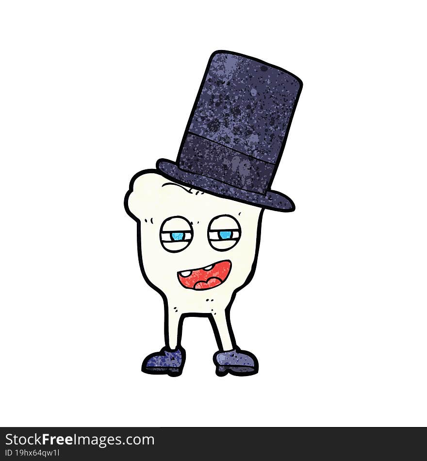 Cartoon Tooth With Top Hat