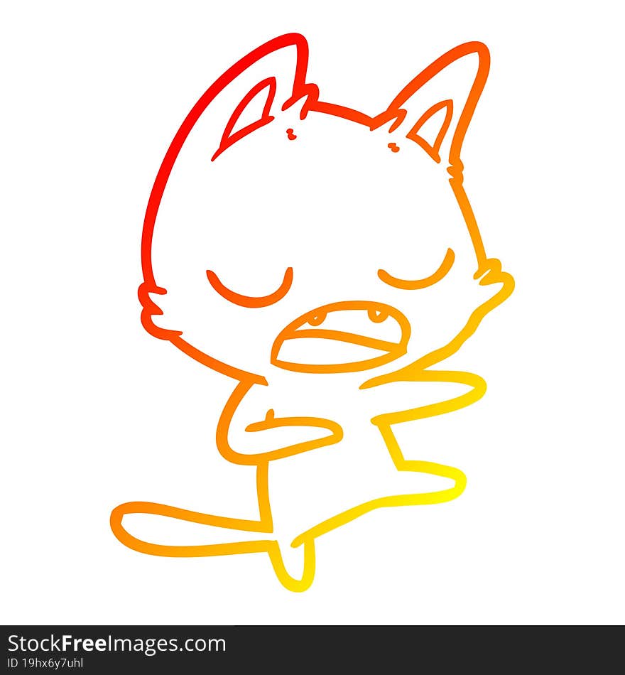 warm gradient line drawing of a talking cat dancing