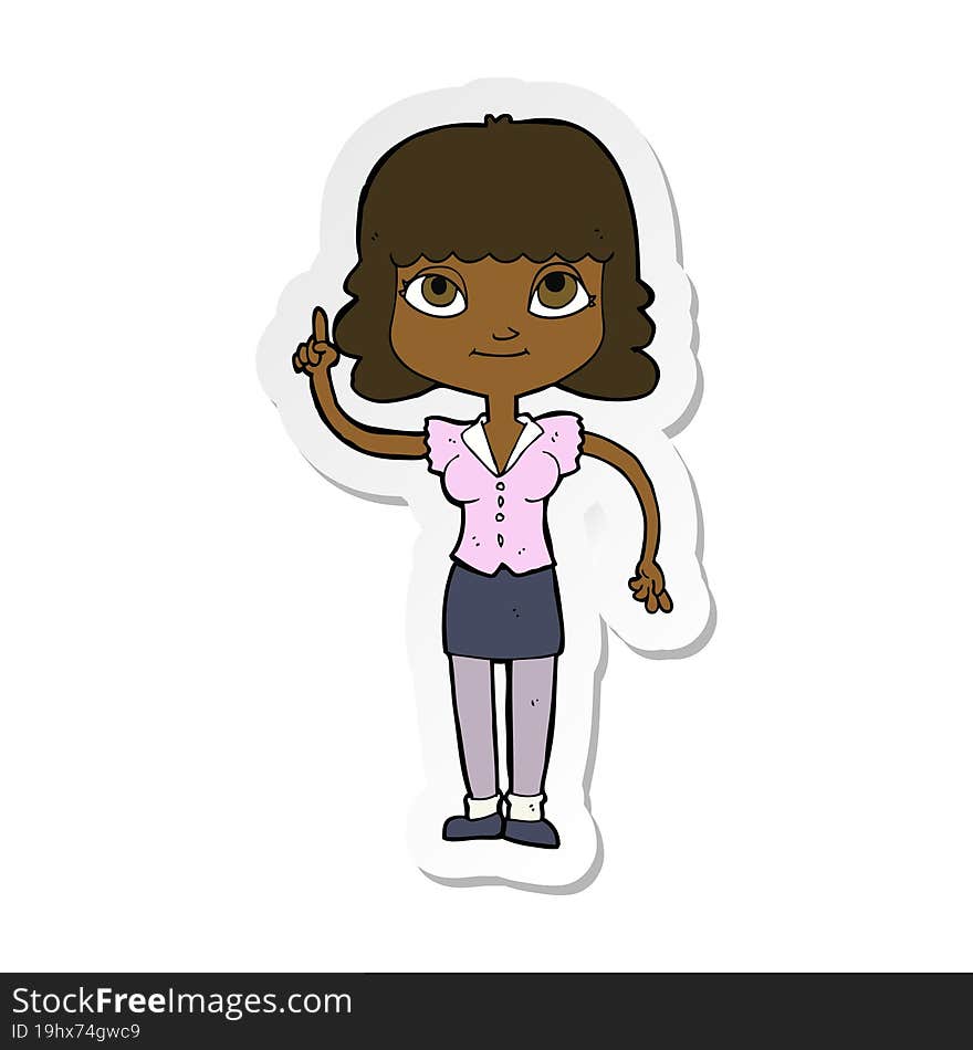 sticker of a cartoon woman with idea