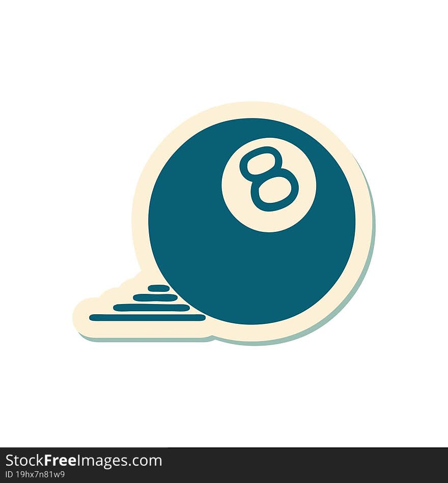 Tattoo Style Sticker Of A 8 Ball