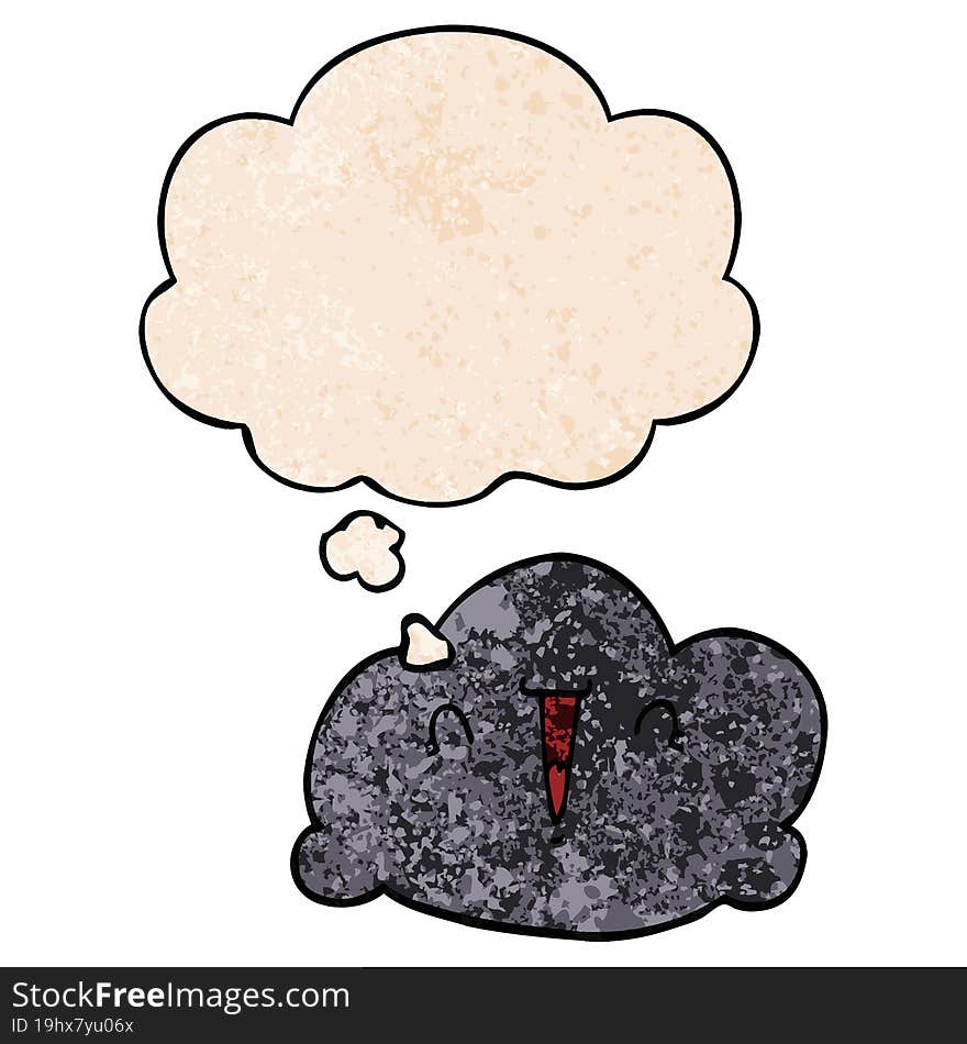 cartoon cloud with thought bubble in grunge texture style. cartoon cloud with thought bubble in grunge texture style