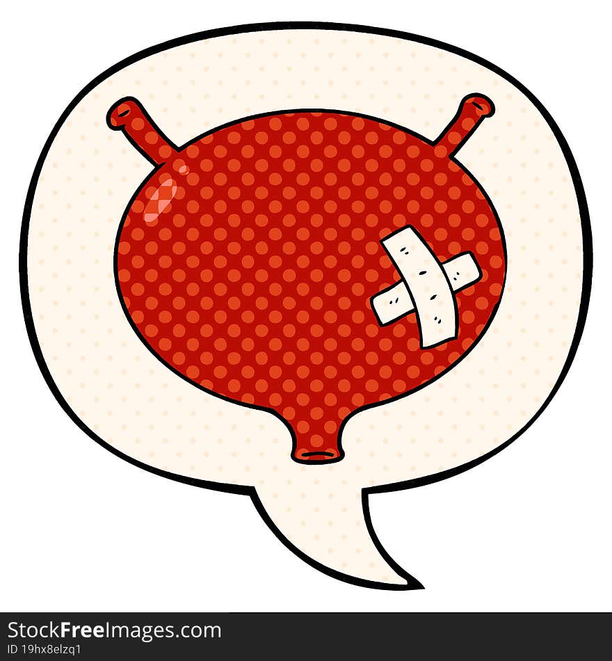 cartoon bladder and speech bubble in comic book style