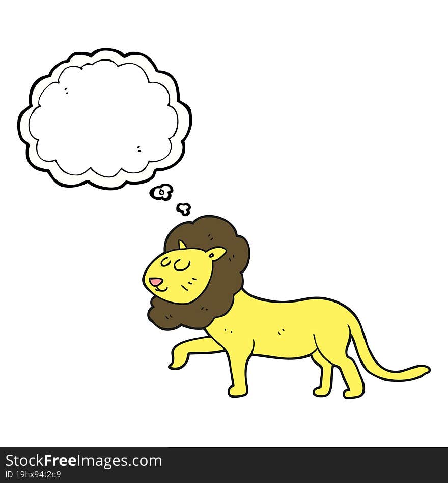 freehand drawn thought bubble cartoon lion