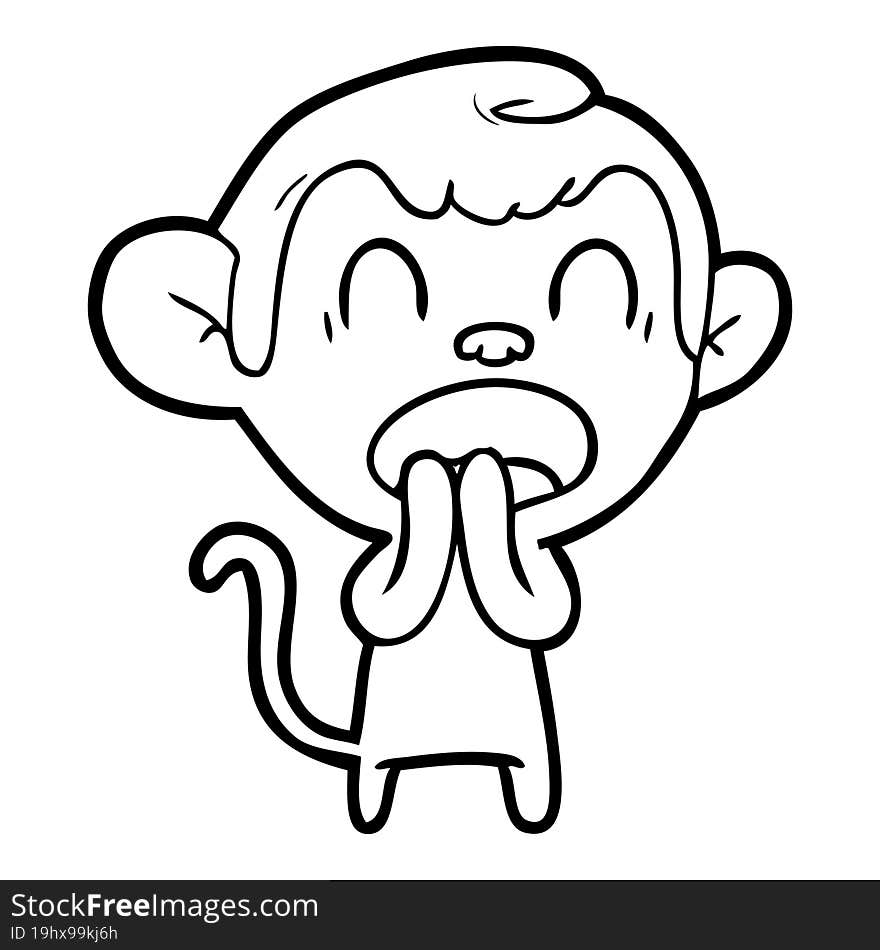 yawning cartoon monkey. yawning cartoon monkey