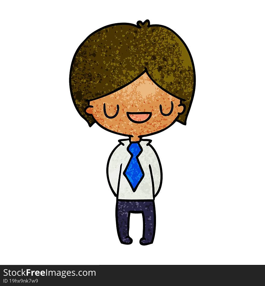 textured cartoon illustration of a kawaii cute boy. textured cartoon illustration of a kawaii cute boy