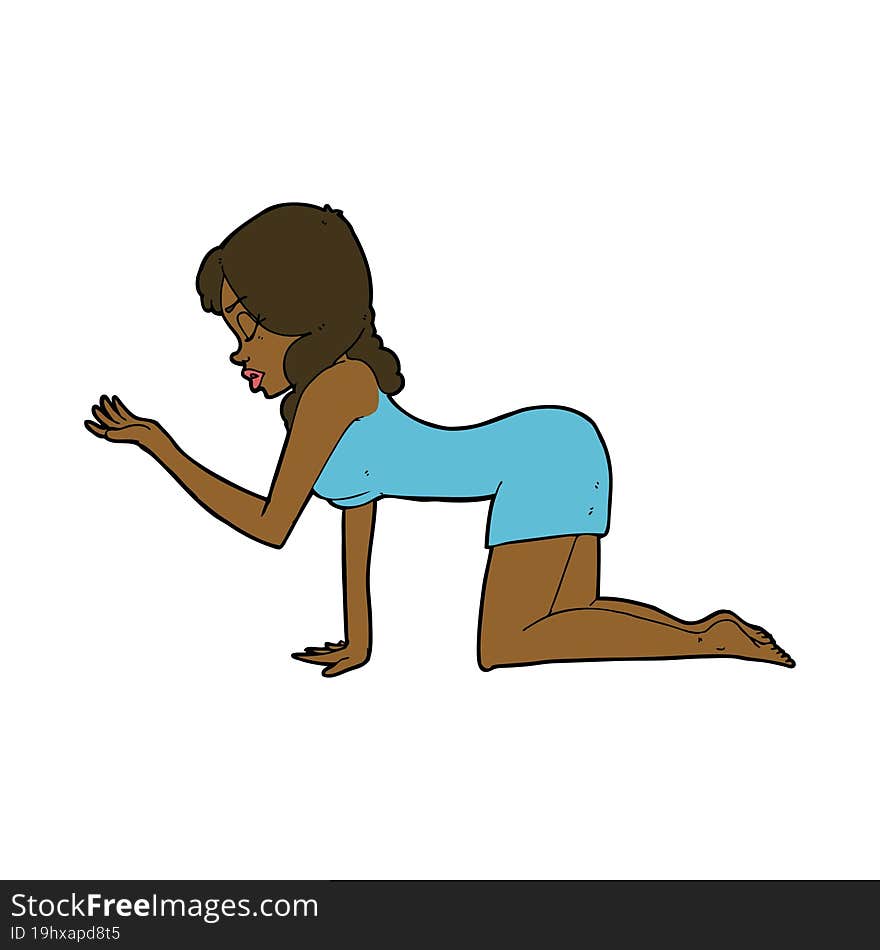 cartoon woman on all fours