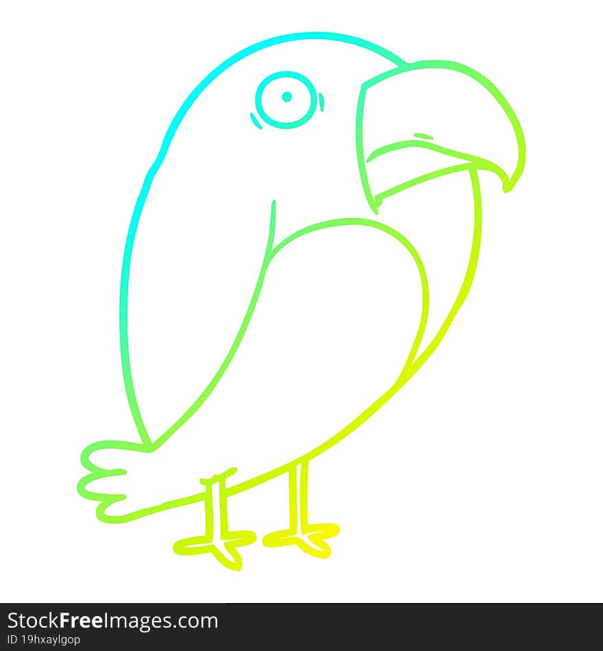 Cold Gradient Line Drawing Cartoon Crow