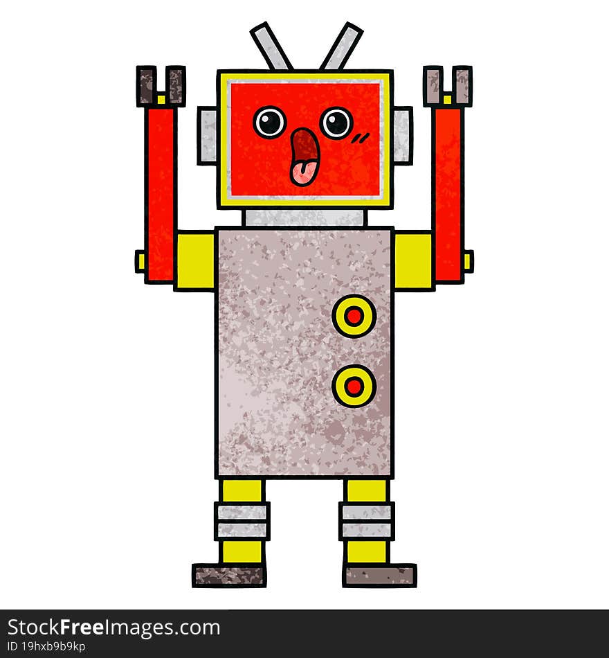 Retro Grunge Texture Cartoon Robot