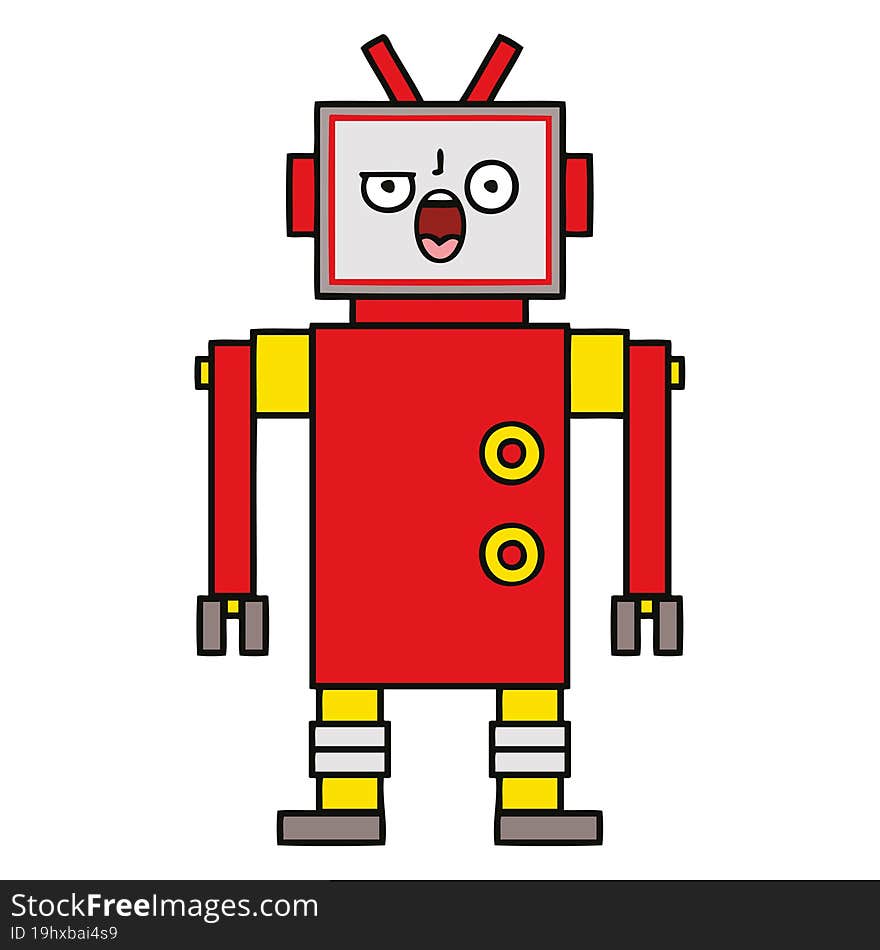 cute cartoon angry robot