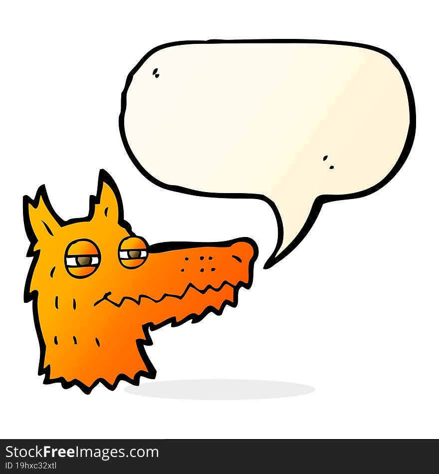 cartoon smug fox face with speech bubble