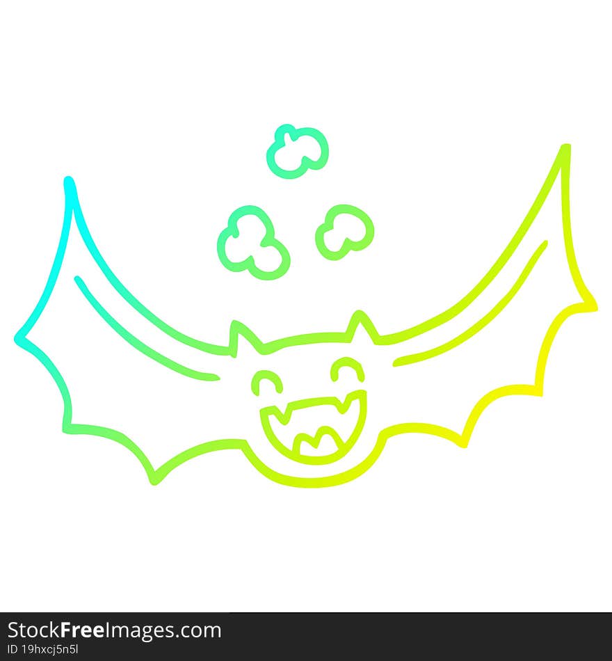 Cold Gradient Line Drawing Cartoon Bat