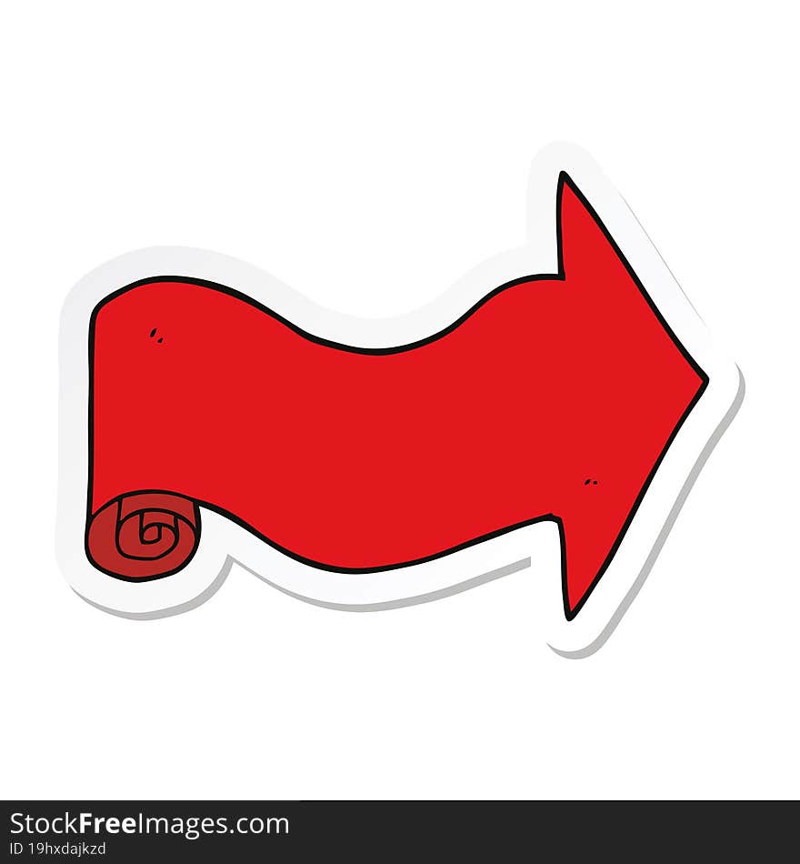 Sticker Of A Cartoon Pointing Arrow