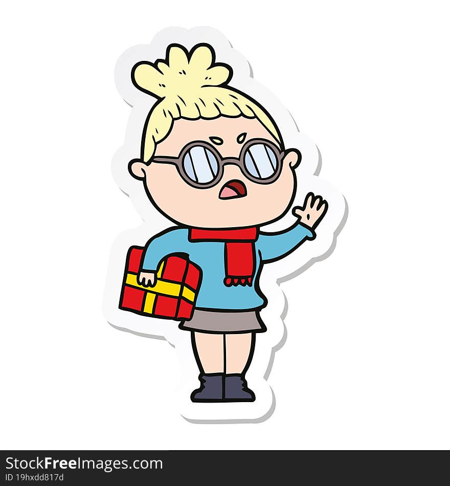 sticker of a cartoon annoyed woman