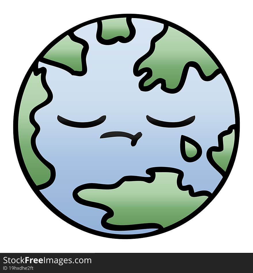 Gradient Shaded Cartoon Planet Earth