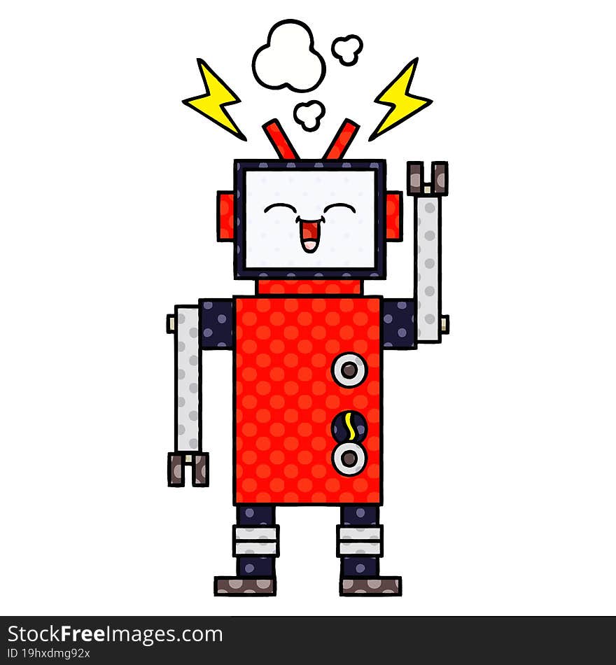 comic book style cartoon of a robot