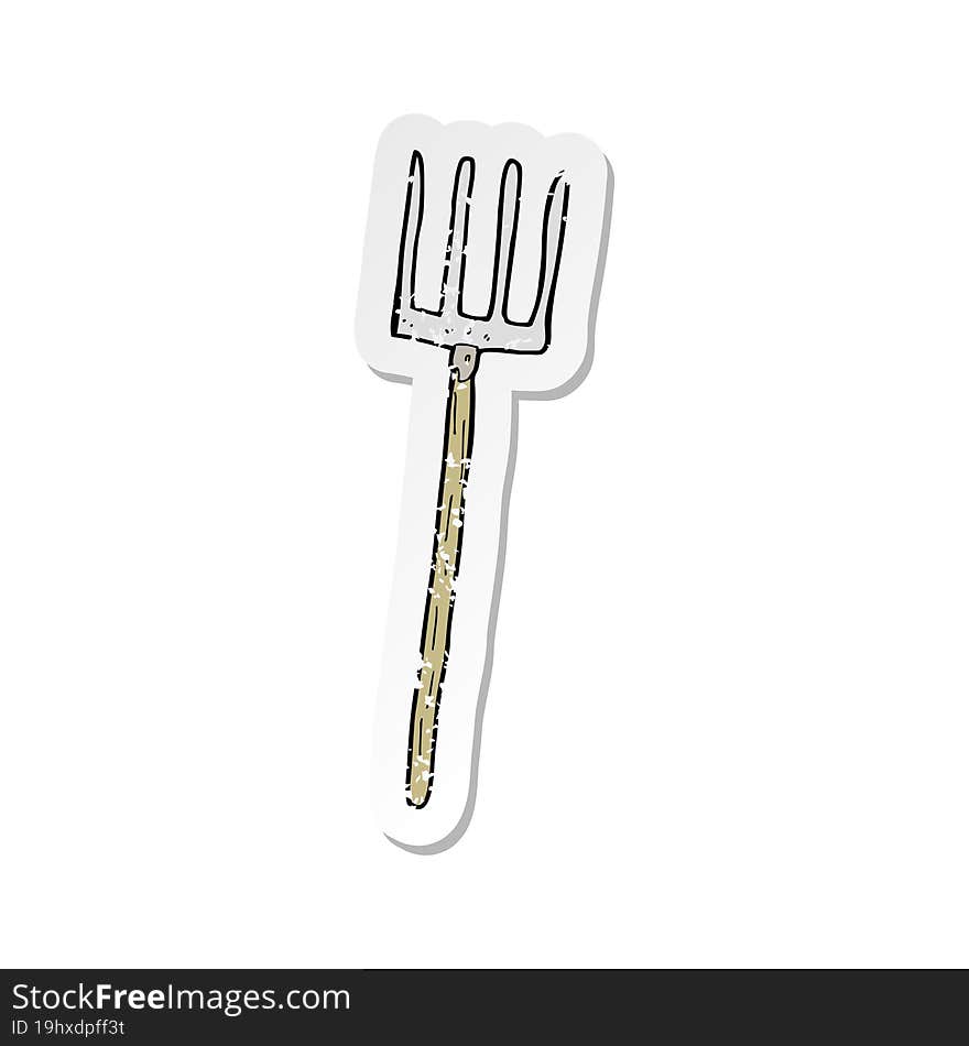 Retro Distressed Sticker Of A Cartoon Pitch Fork