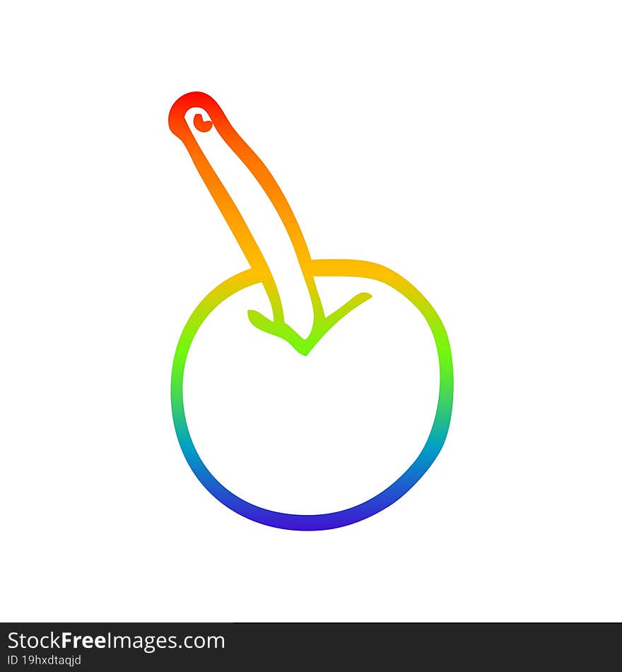 rainbow gradient line drawing of a cartoon cherry