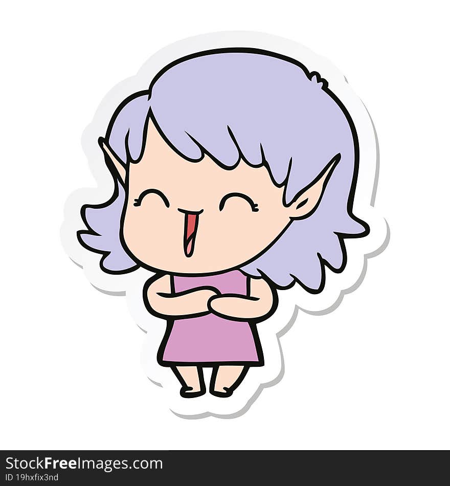 sticker of a cartoon elf girl