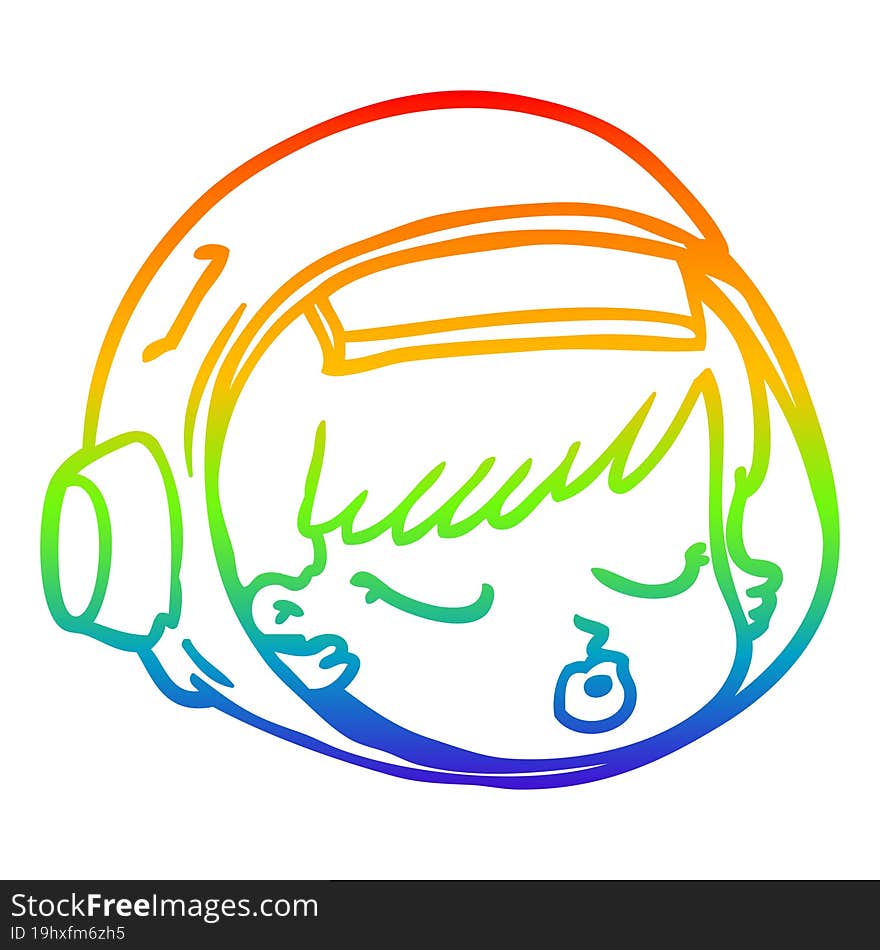 rainbow gradient line drawing cartoon astronaut face