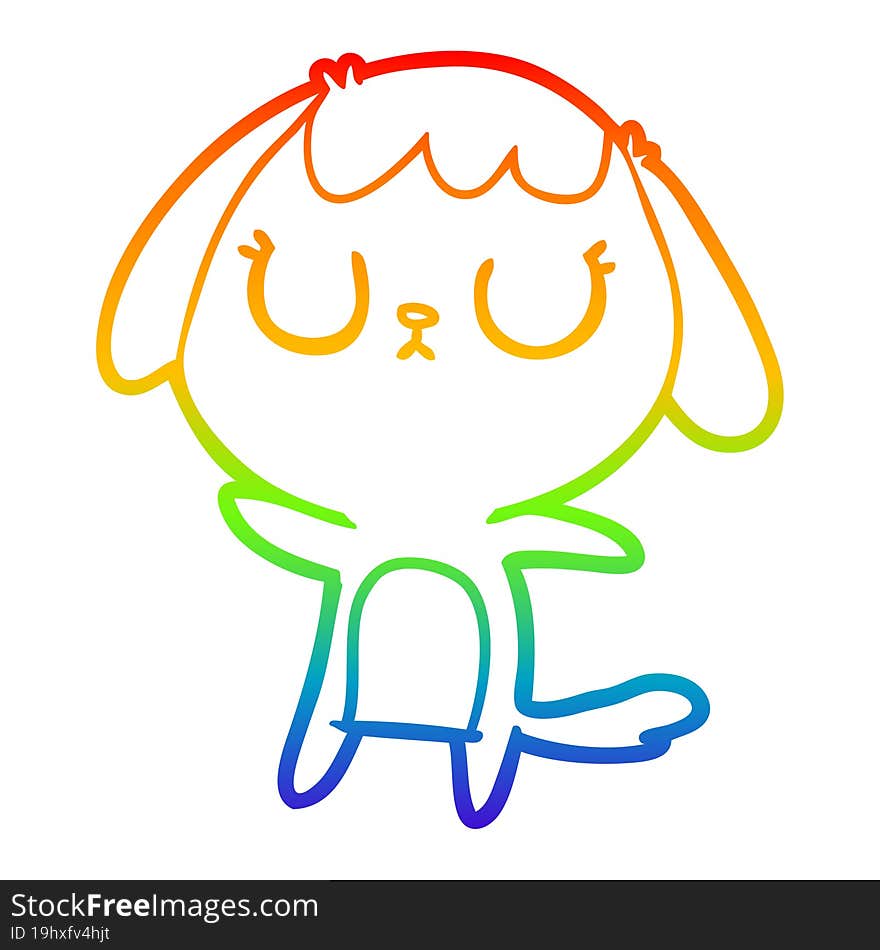 rainbow gradient line drawing of a cute cartoon dog