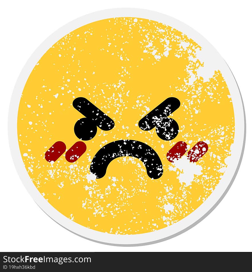 angry mean face circular sticker