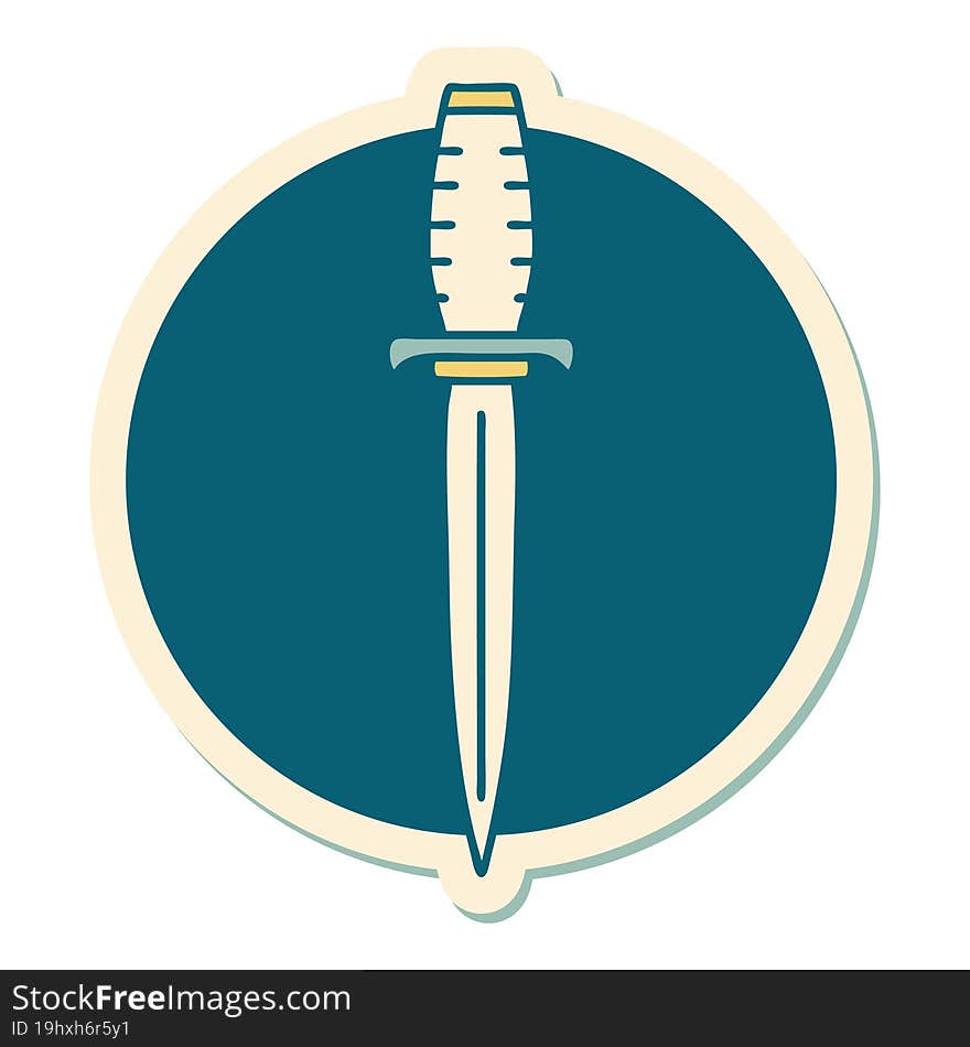 sticker of tattoo in traditional style of a dagger. sticker of tattoo in traditional style of a dagger