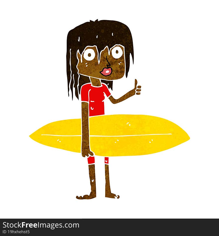 cartoon surfer girl