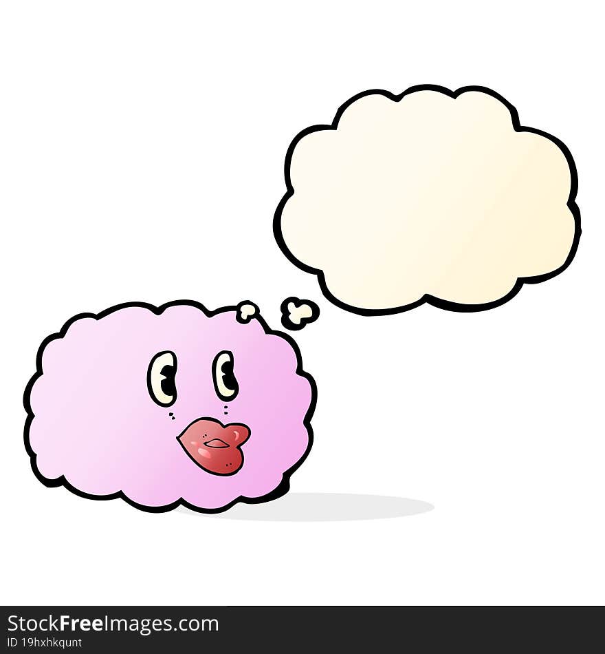 cartoon cloud symbol with thought bubble