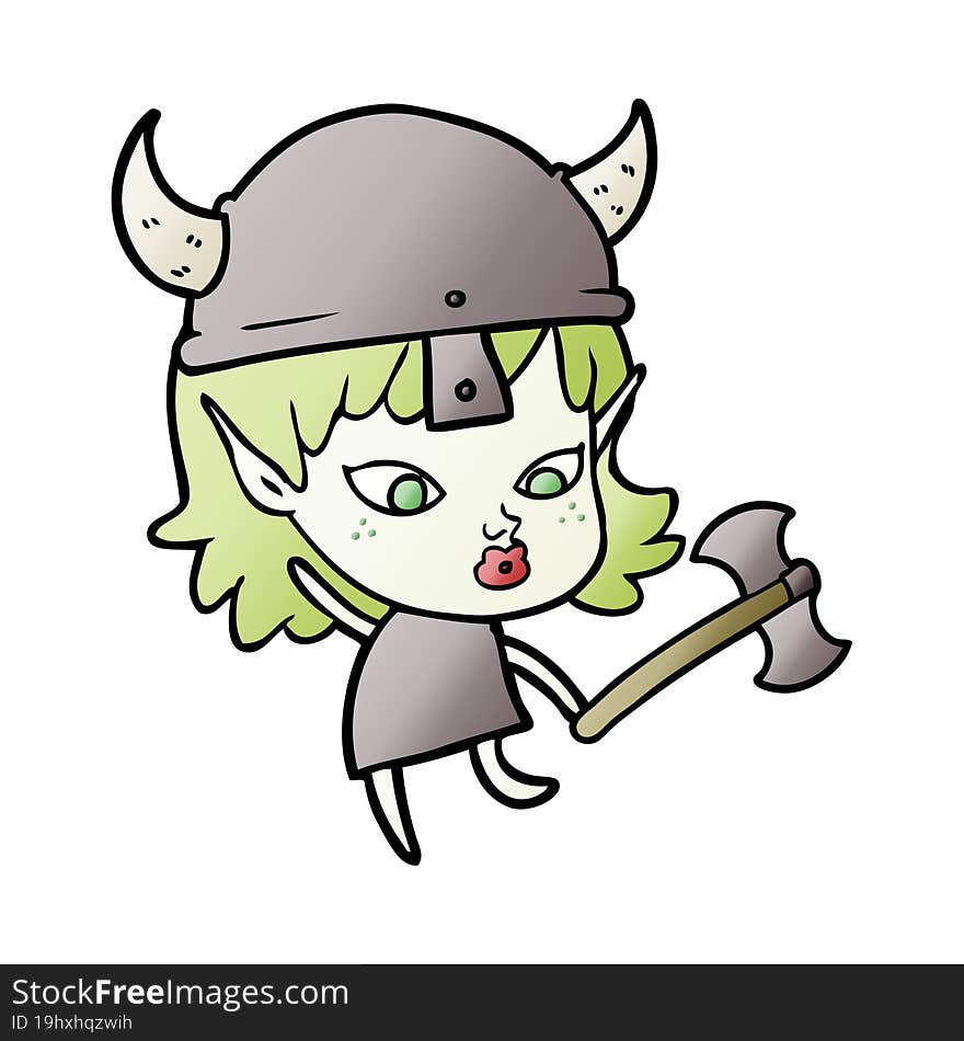 pretty cartoon viking elf girl. pretty cartoon viking elf girl