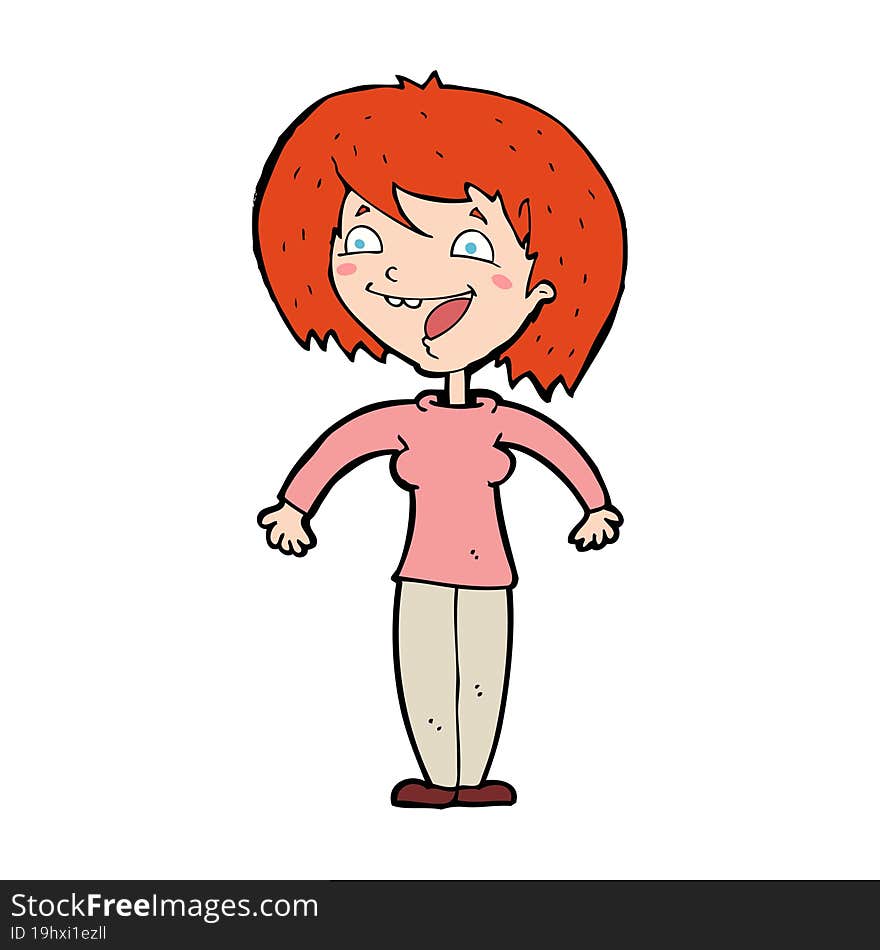 cartoon excited woman