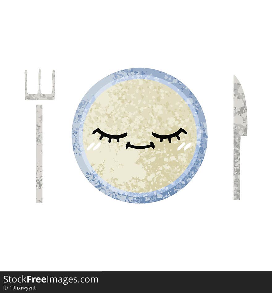 retro illustration style cartoon of a dinner plate