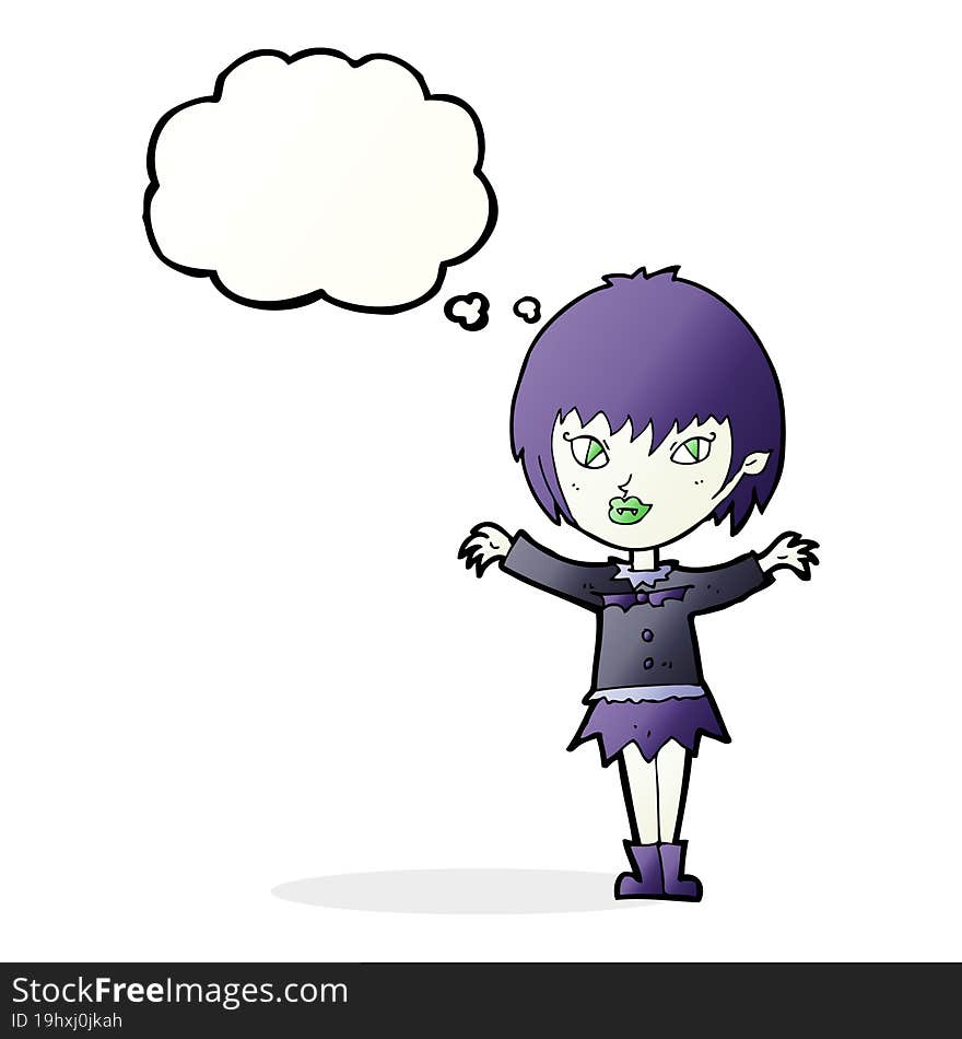 cartoon vampire girl with thought bubble