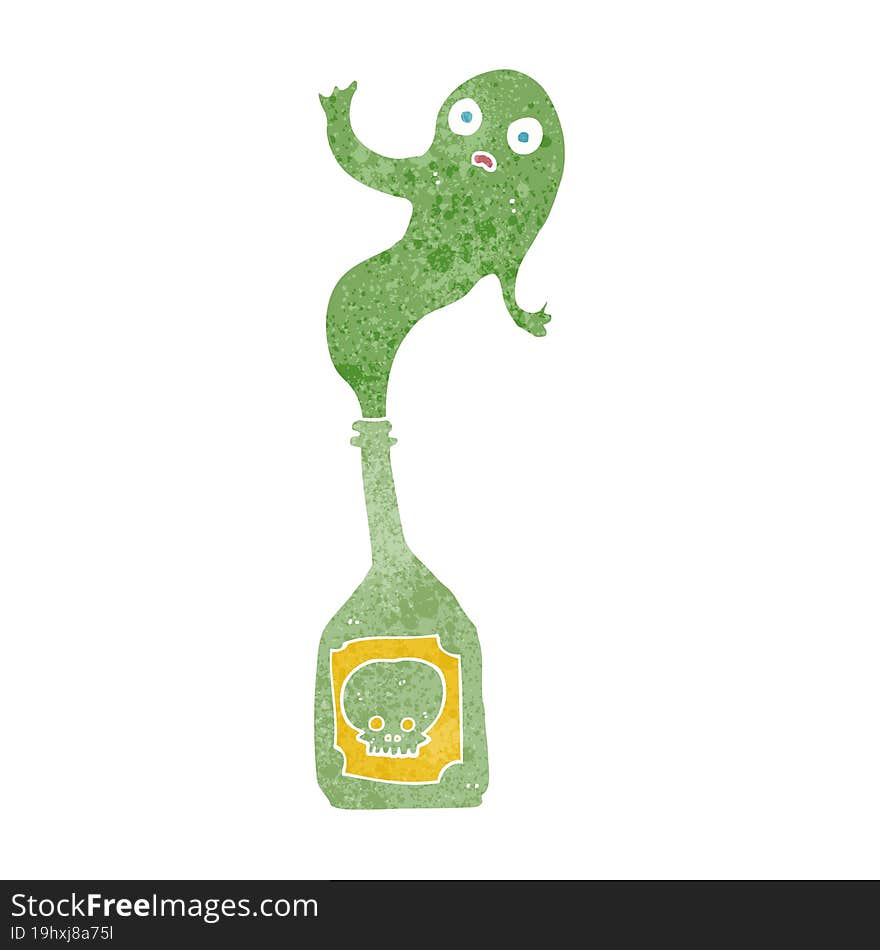 cartoon ghost in bottle