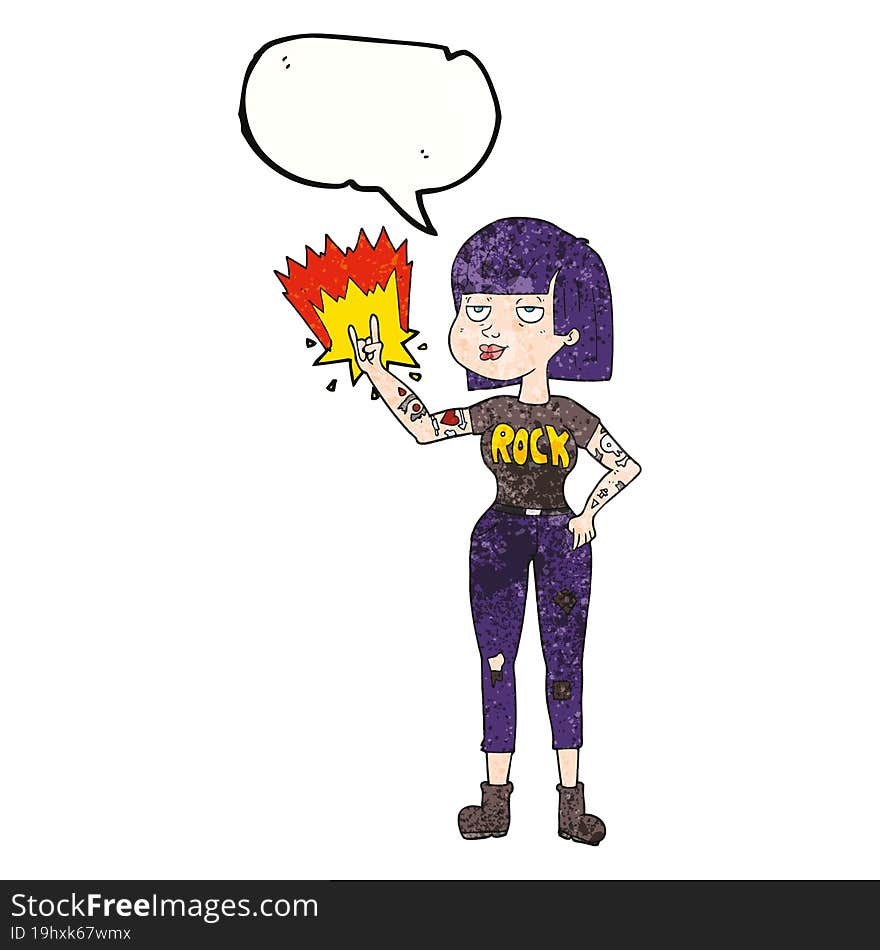 speech bubble textured cartoon rock girl