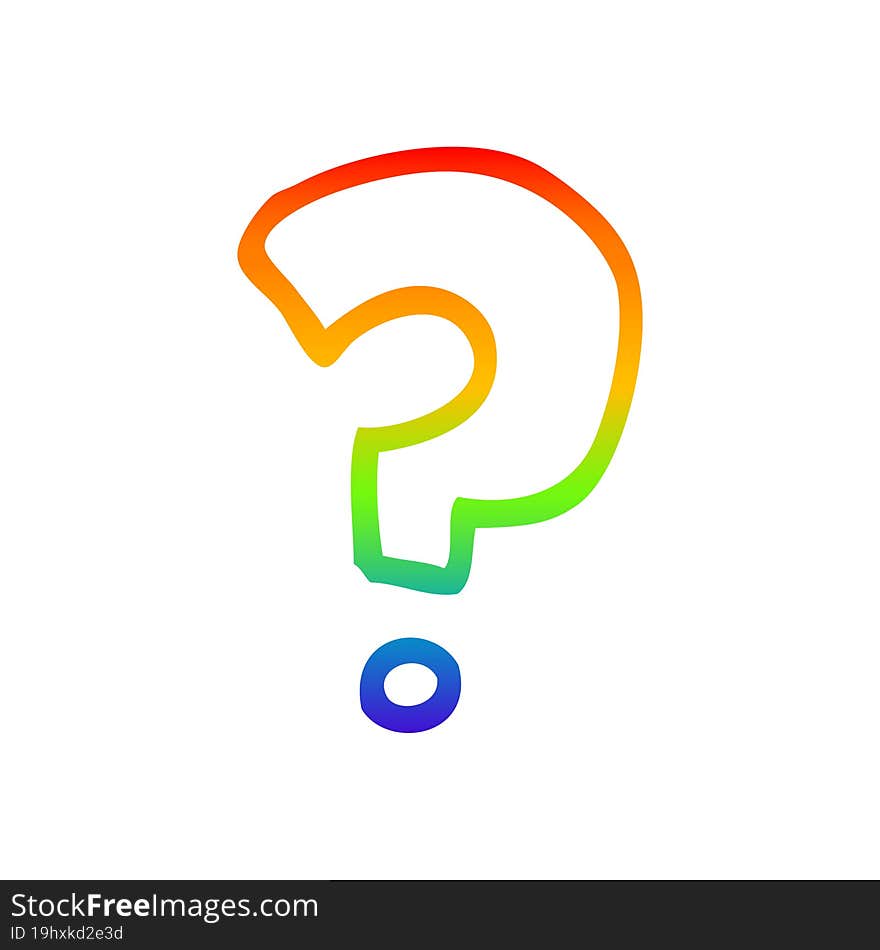 rainbow gradient line drawing cartoon question mark