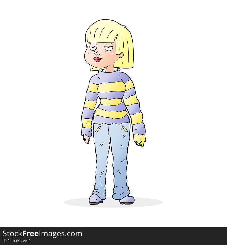 cartoon woman in casual clothes