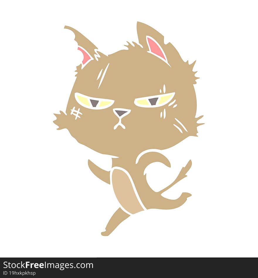 tough flat color style cartoon cat running