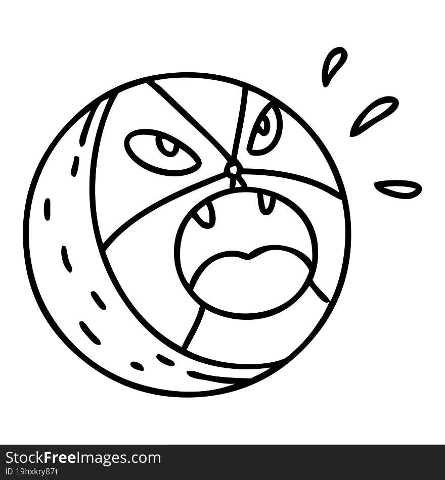 line doodle of an angry citrus fruit