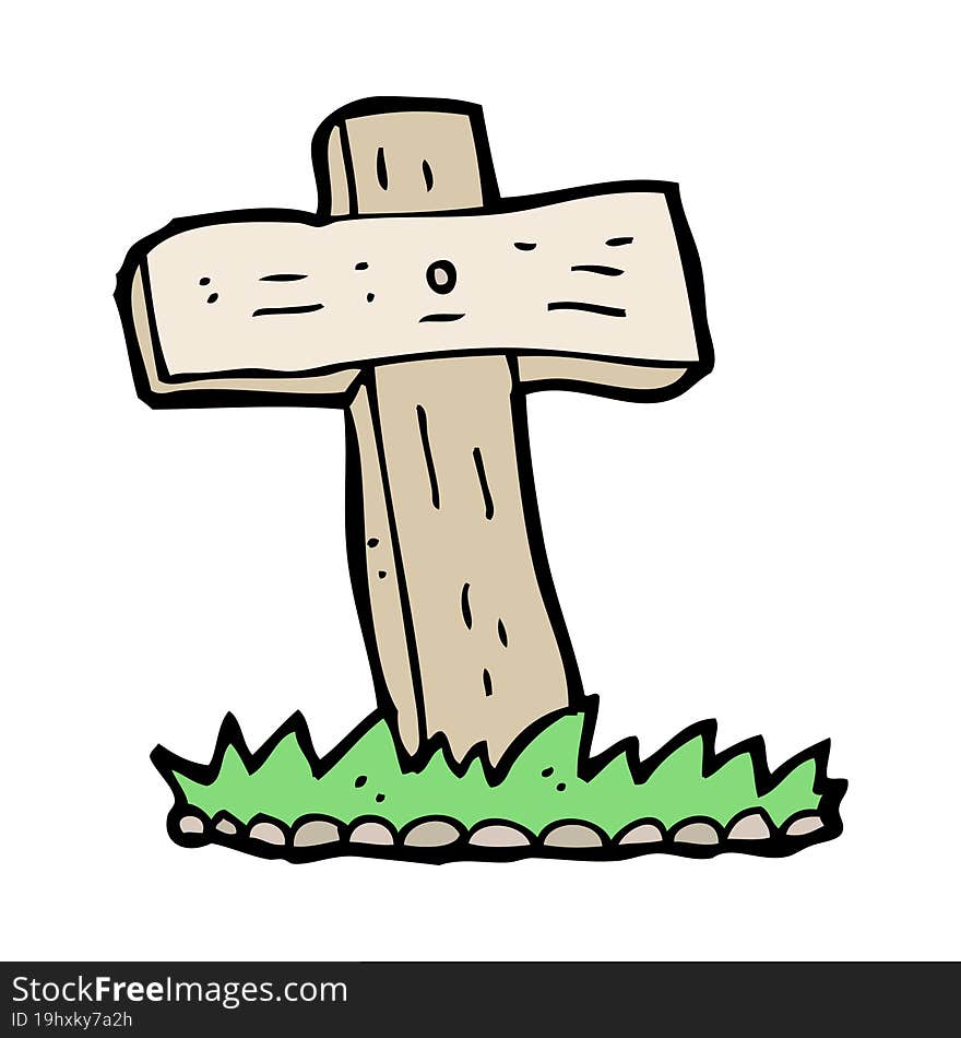 cartoon wooden cross grave