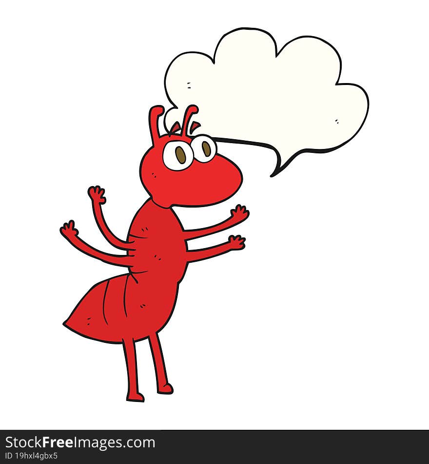 freehand drawn speech bubble cartoon ant