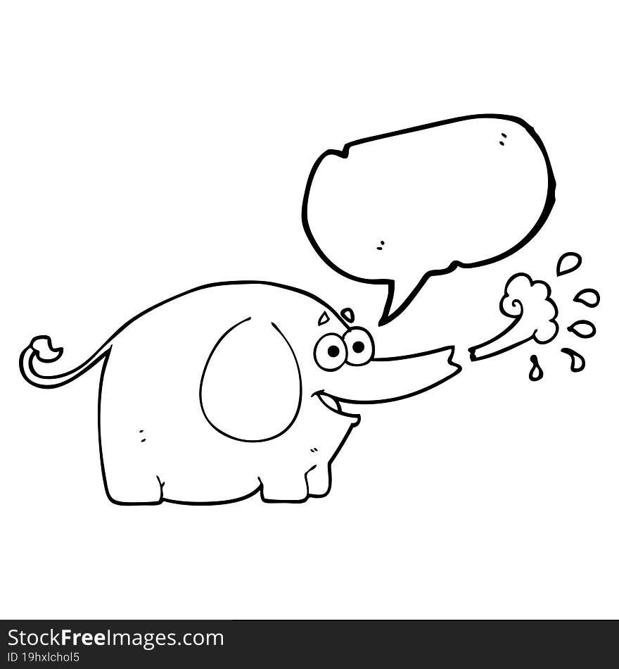 speech bubble cartoon elephant squirting water