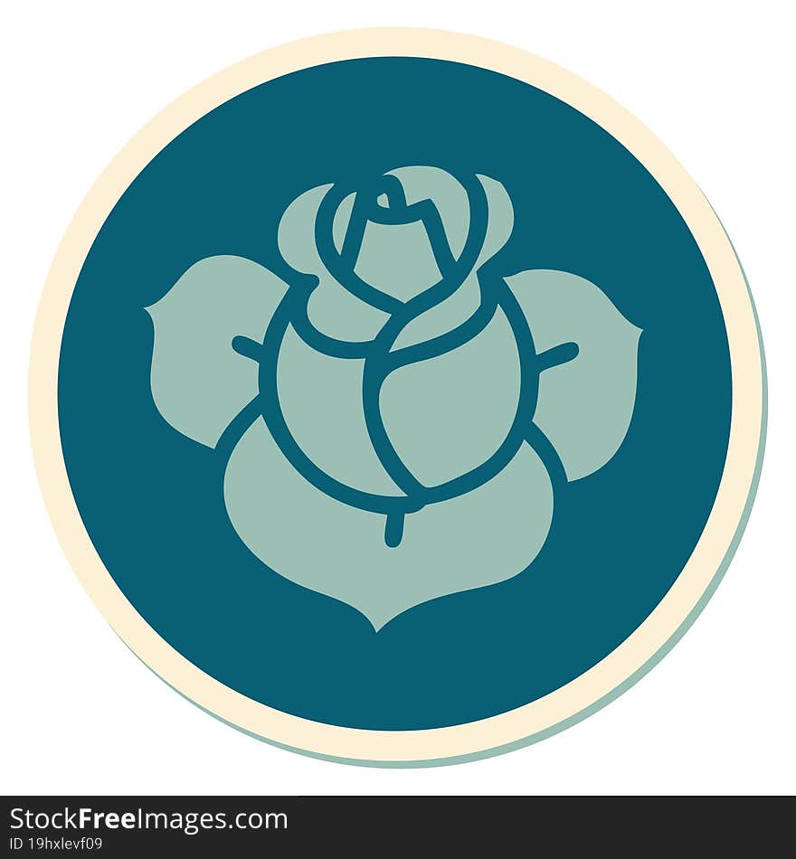 sticker of tattoo in traditional style of a flower. sticker of tattoo in traditional style of a flower