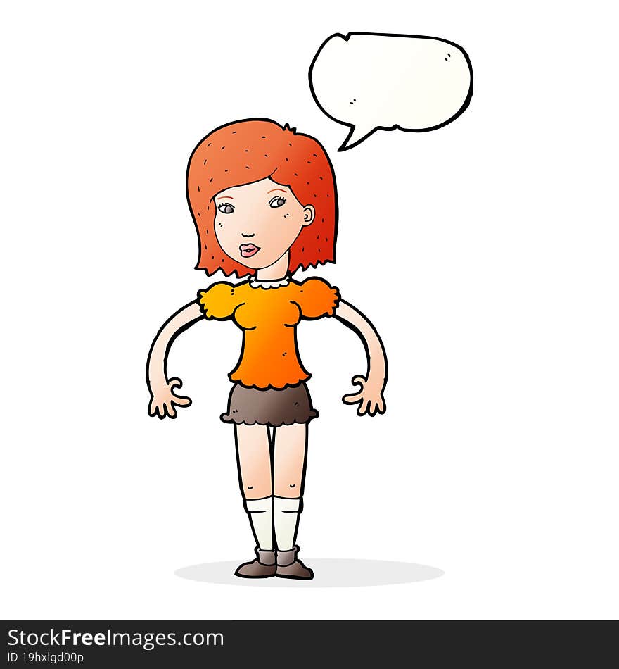 Cartoon Woman Looking Sideways With Speech Bubble