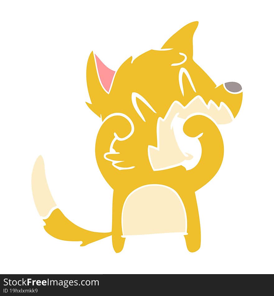 laughing fox flat color style cartoon