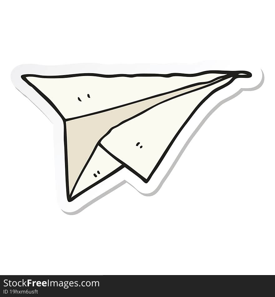 sticker of a cartoon paper airplane