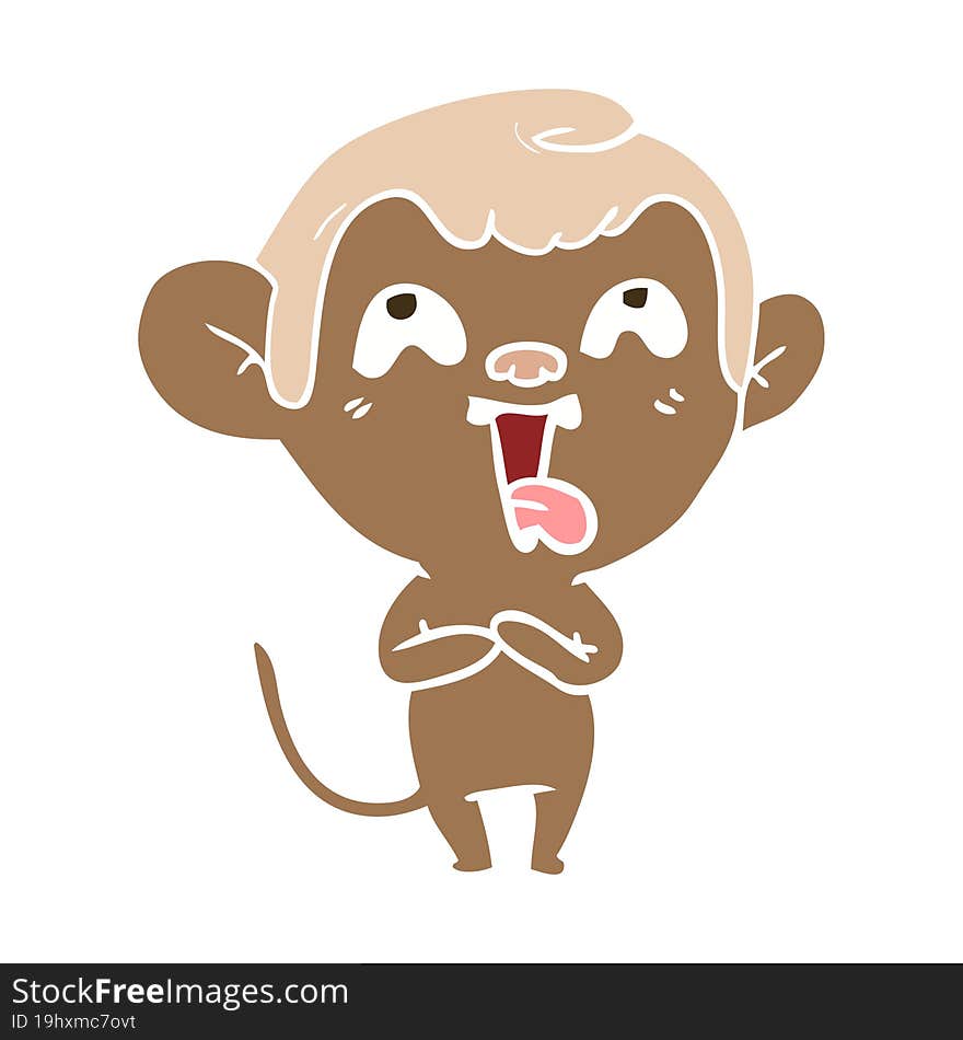 crazy flat color style cartoon monkey