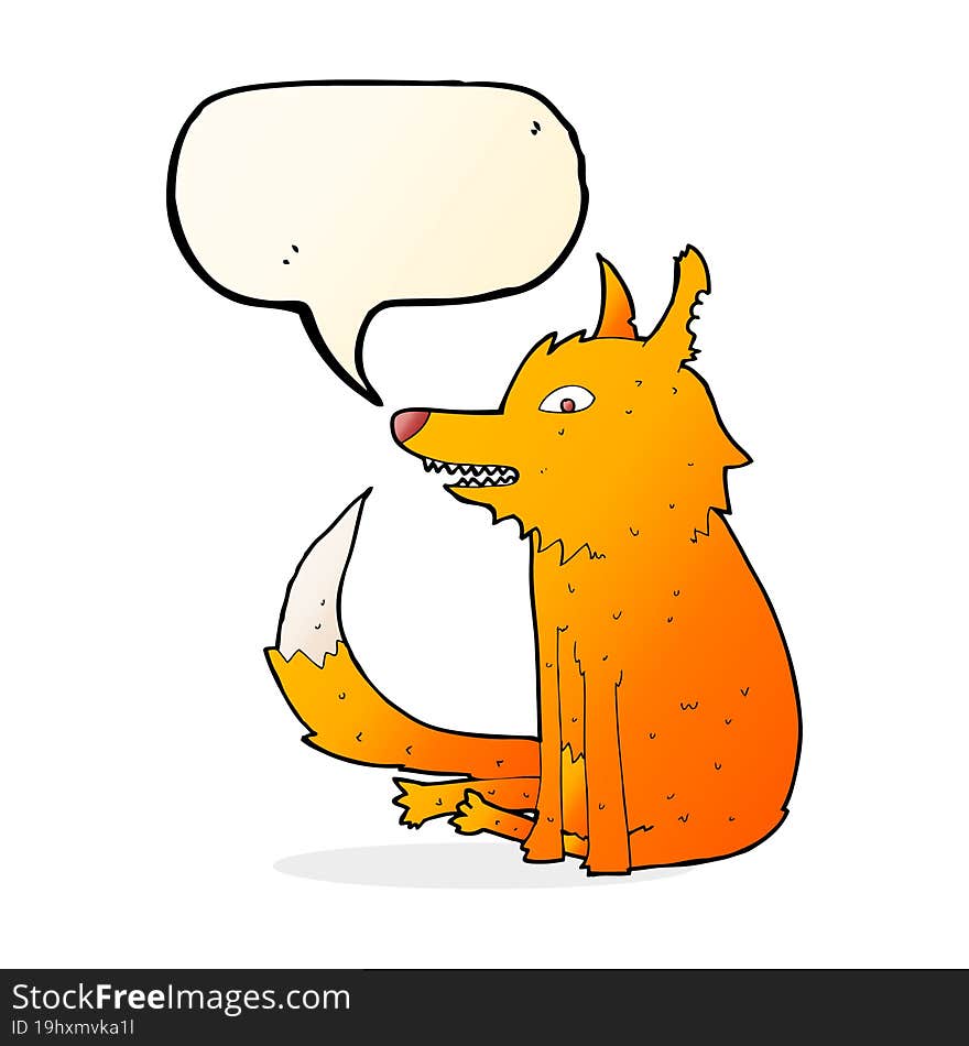 Cartoon Fox Sitting With Speech Bubble