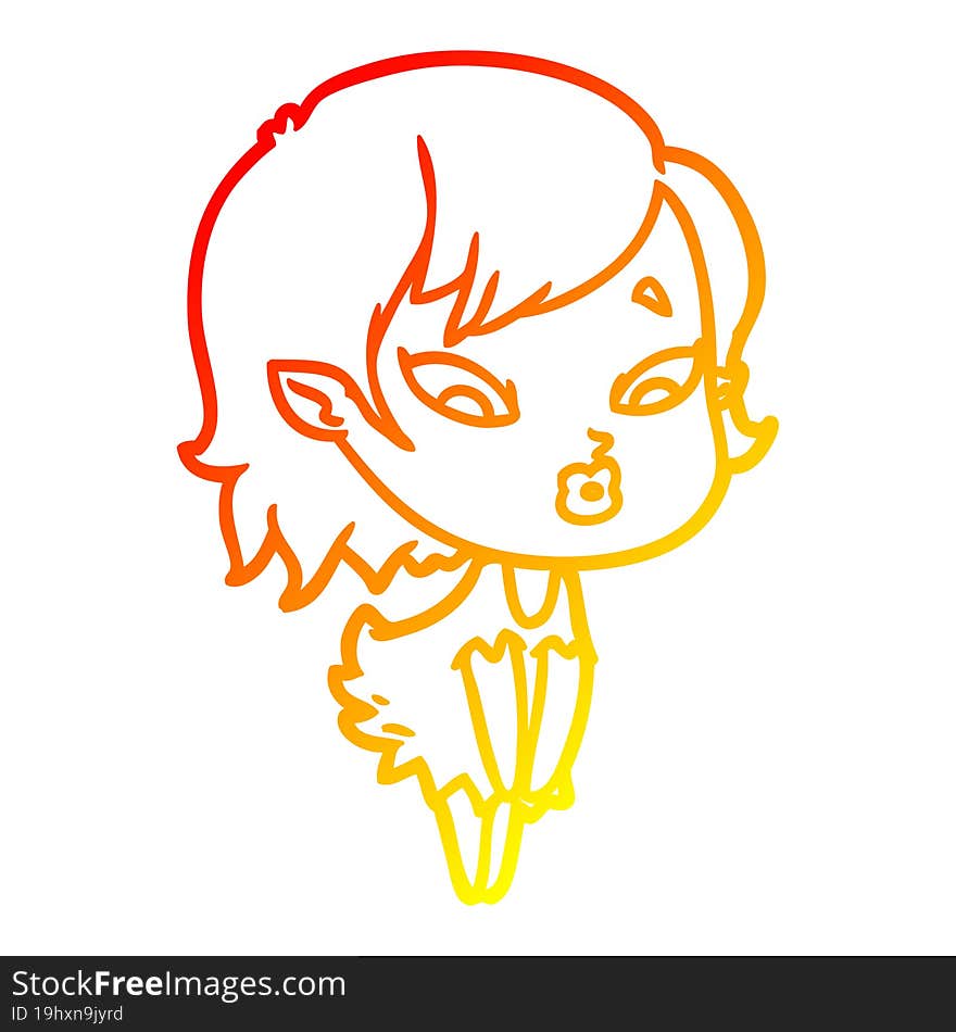 warm gradient line drawing cute cartoon vampire girl