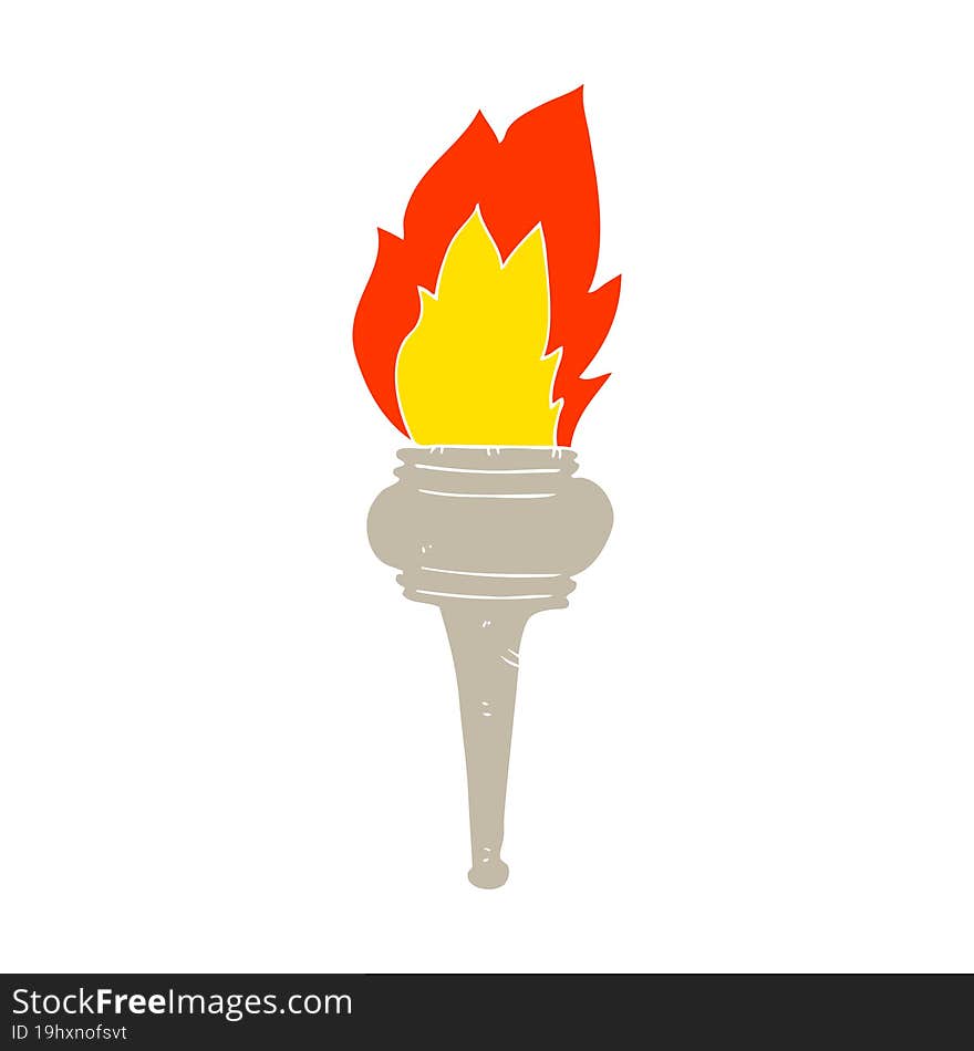 flat color illustration of a cartoon flaming torch